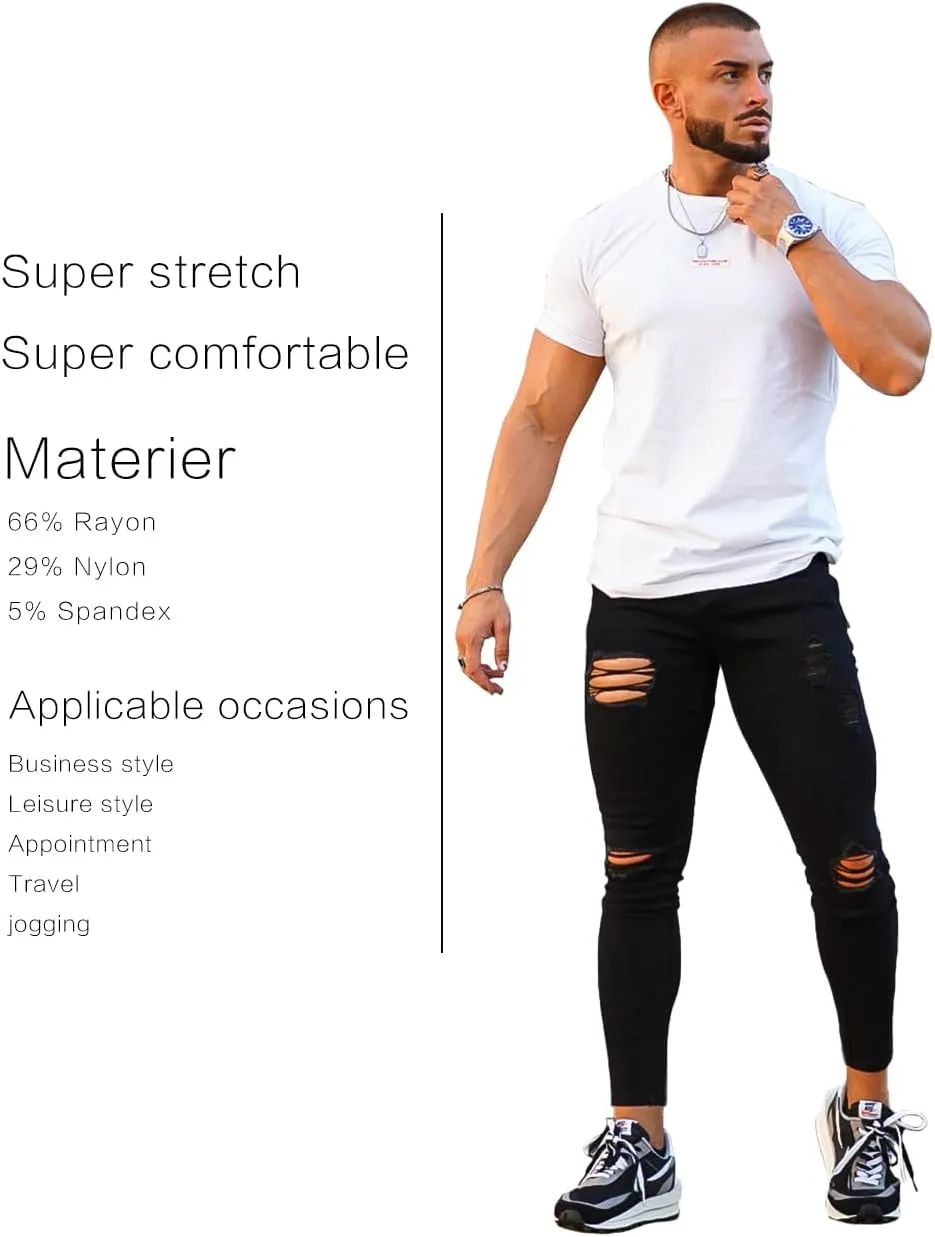 GINGTTO Mens Skinny Jeans Ripped Stretch Denim Jeans for Men