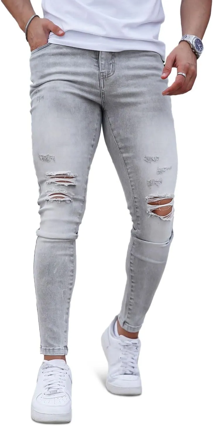GINGTTO Mens Skinny Jeans Ripped Stretch Denim Jeans for Men