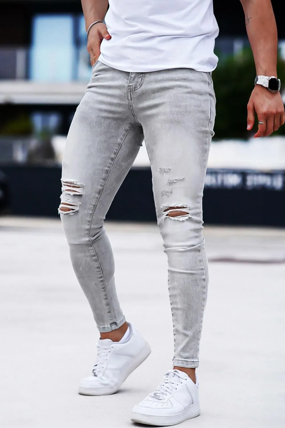 GINGTTO Mens Skinny Jeans Ripped Stretch Denim Jeans for Men