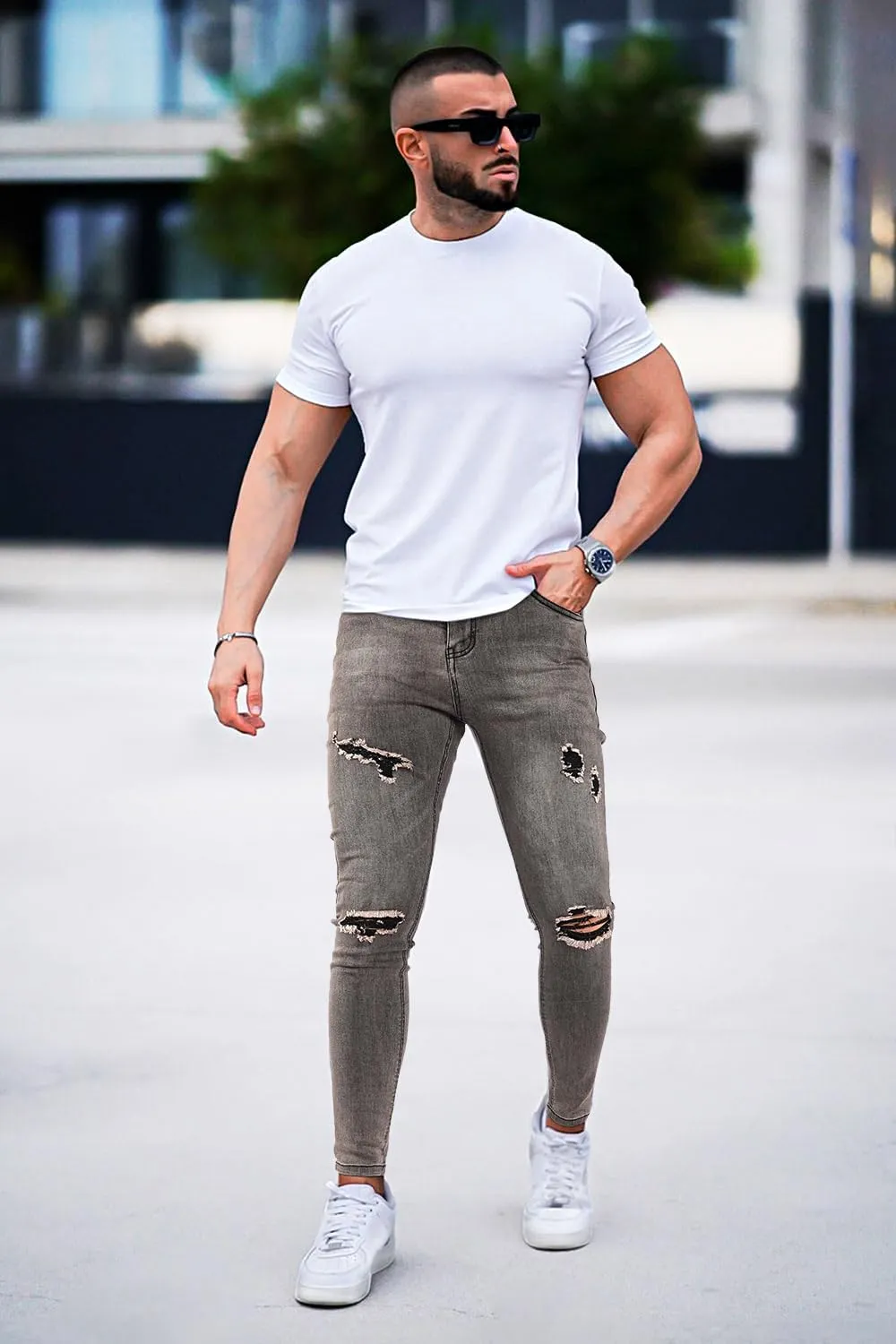 GINGTTO Mens Skinny Jeans Ripped Stretch Denim Jeans for Men