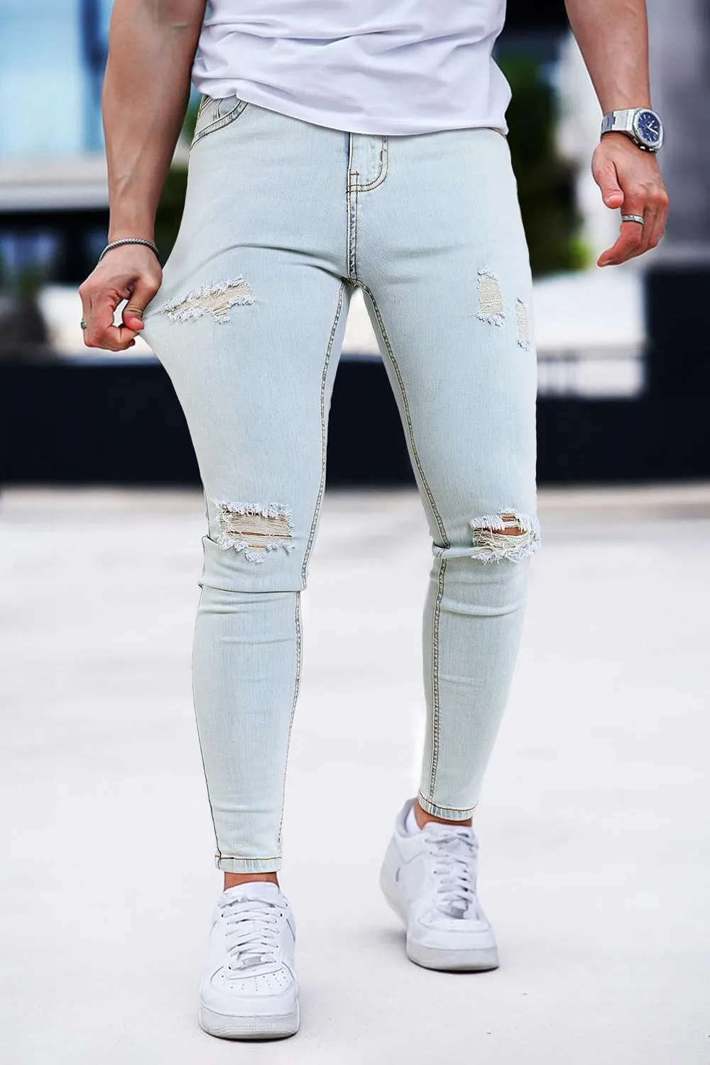 GINGTTO Mens Skinny Jeans Ripped Stretch Denim Jeans for Men