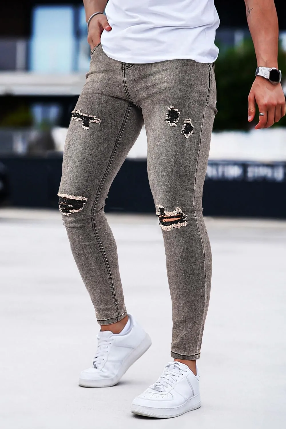 GINGTTO Mens Skinny Jeans Ripped Stretch Denim Jeans for Men