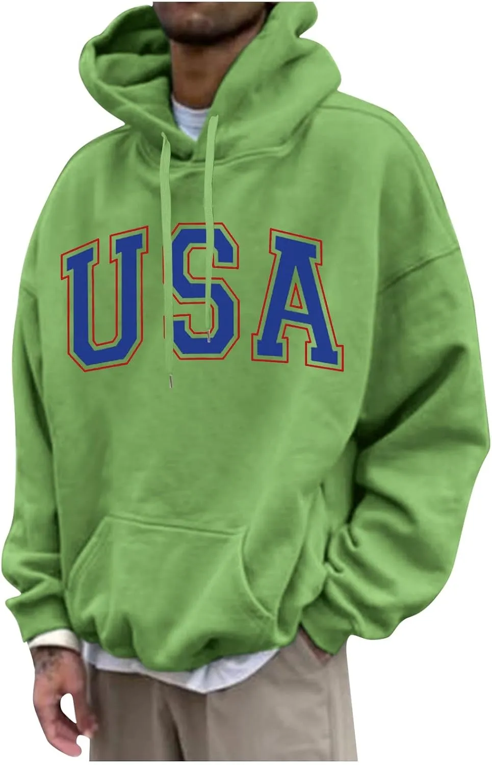 GOFULY Hoodies For Men Solid Color Letter Printed Fall Fleece Sweatshirts Oversized Long Sleeve Pullover Winter Hoodies Y2K