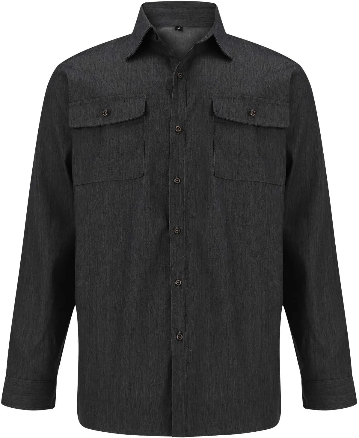 Hipster Denim Shirts for Men Big and Tall Roll up Long Sleeve Button Down Casual Dress Shirts Outdoor Lapel Solid