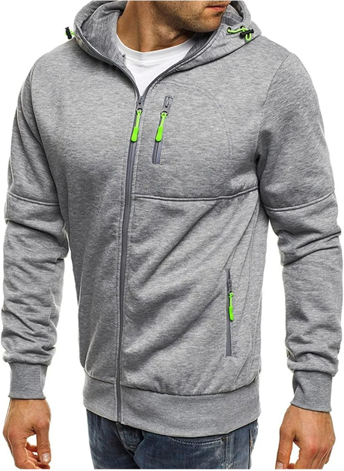 Hoodies for Men Men's Hoodies Casual Hoodies for Men with Zip Pockets Full Zip Long Sleeve Sweatshirt Sports Hooded Jacket