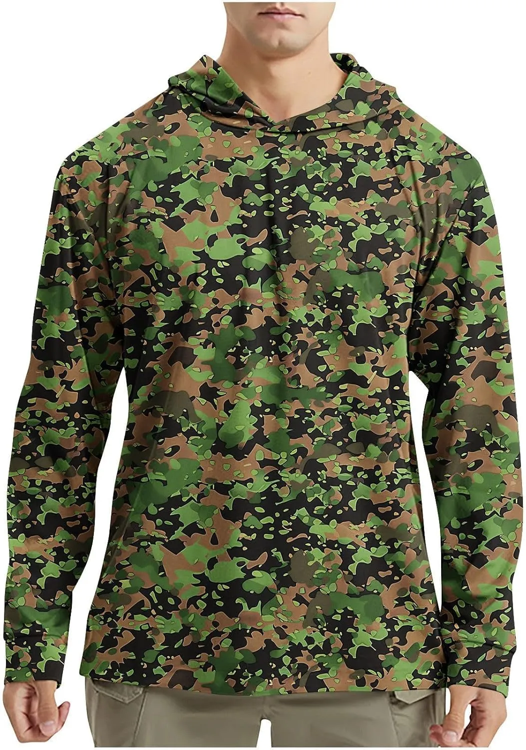 Hoodies for Men Quick Dry UPF 50  UV Sun Protection Shirts Camo Outdoor Long Sleeve Shirts SPF Rash Guard Fishing Shirt