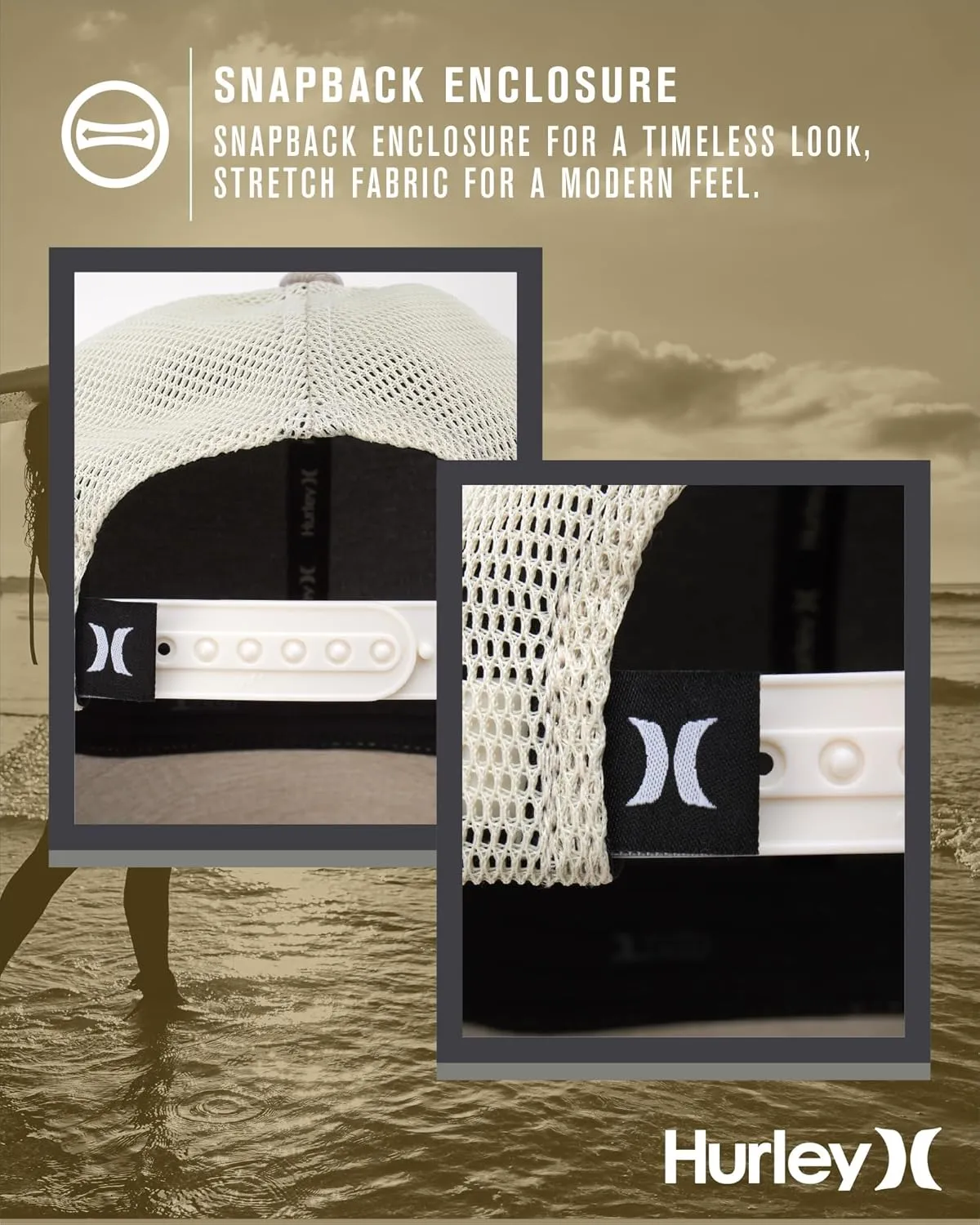 Hurley Men's Caps - H2O-Dri League Baseball Caps for Men with Snapback Closure - Classic Mens Trucker Hats (S-XL)