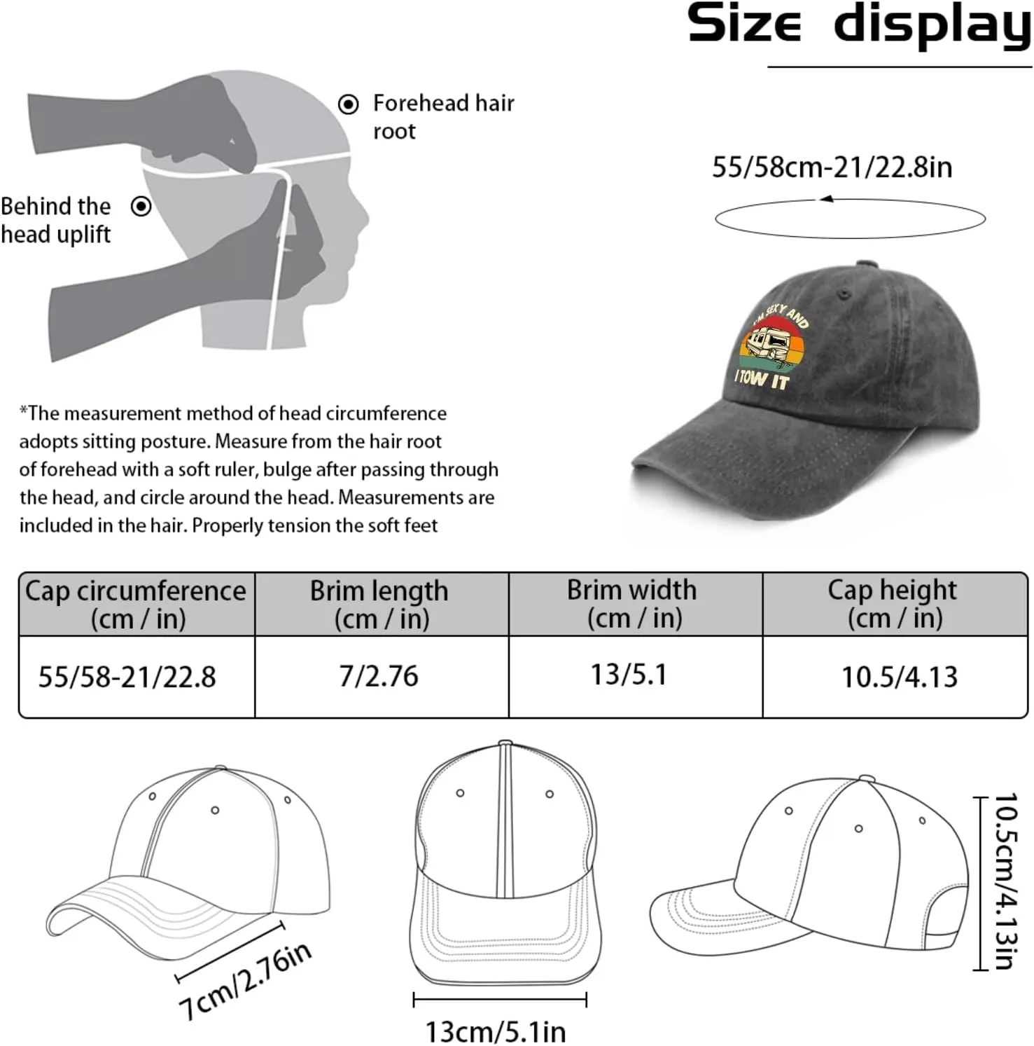 I'm Sexy and i Tow It Baseball Cap Youth Golf hat Pigment Black Mens hat Gifts for Boyfriends Baseball Cap