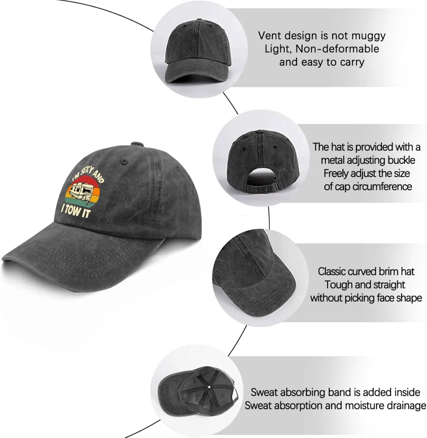 I'm Sexy and i Tow It Baseball Cap Youth Golf hat Pigment Black Mens hat Gifts for Boyfriends Baseball Cap