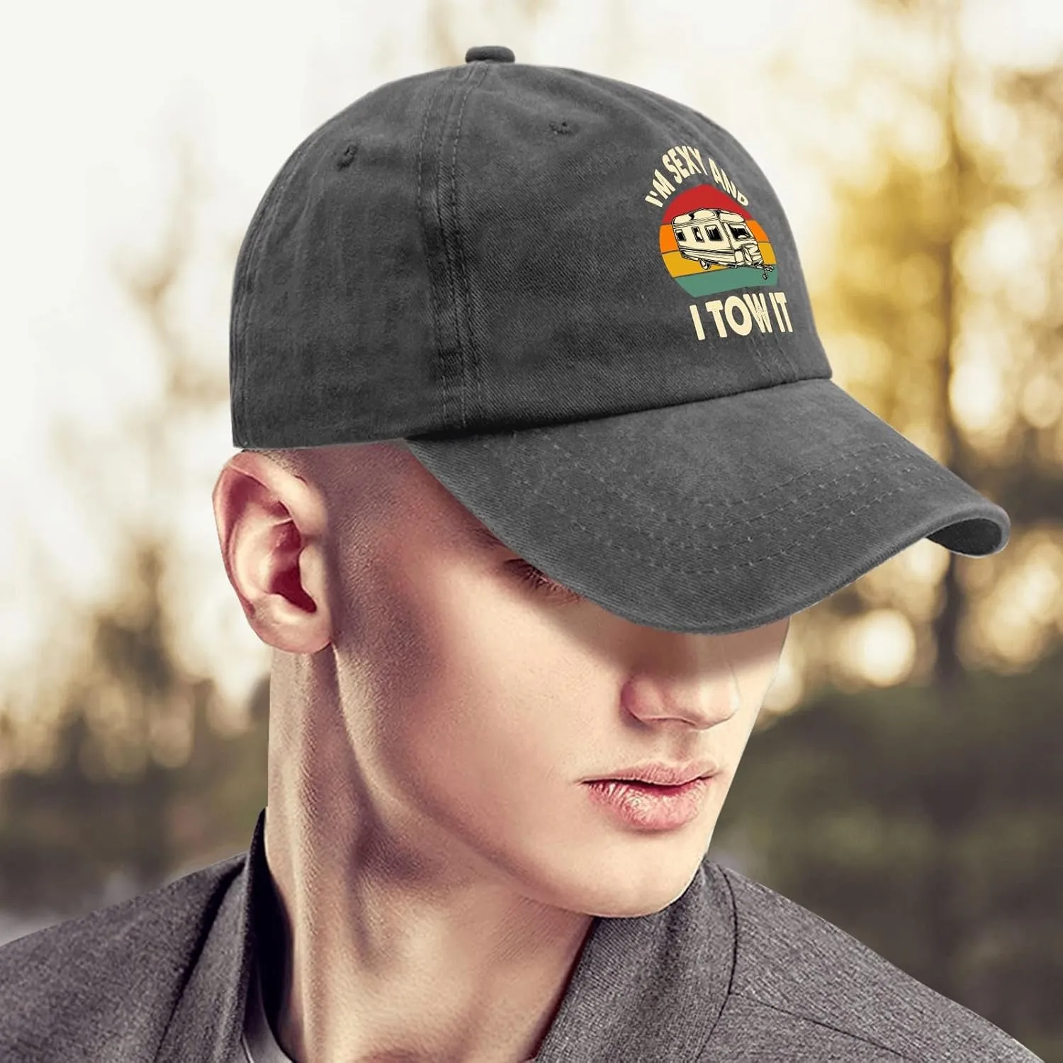 I'm Sexy and i Tow It Baseball Cap Youth Golf hat Pigment Black Mens hat Gifts for Boyfriends Baseball Cap