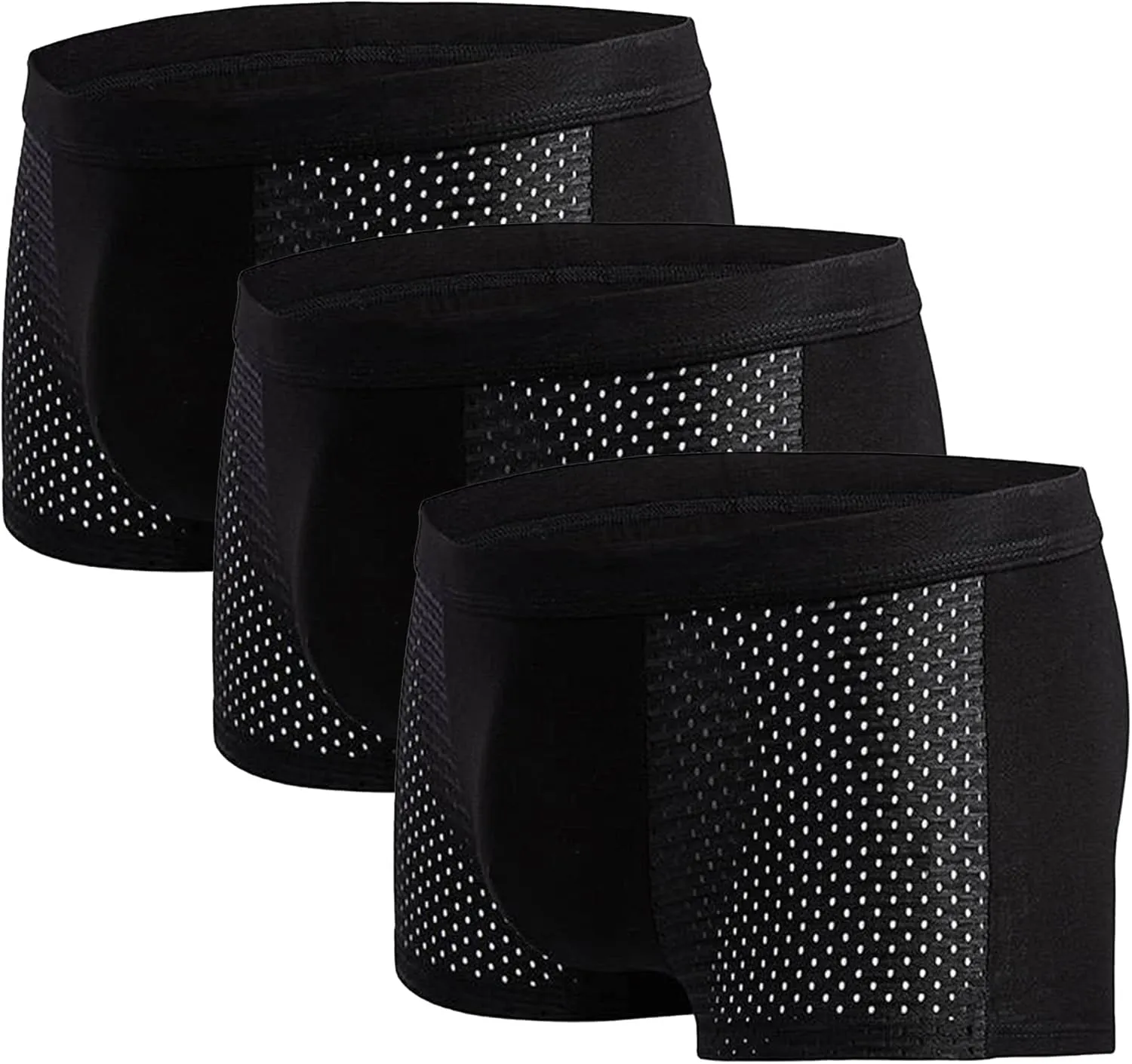 JEsilunmaMY Men's Mesh Hollow Breathable Boxer Briefs Mid Waist Moisture-Wicking Underwear Soft Stretch Pouch Underpants