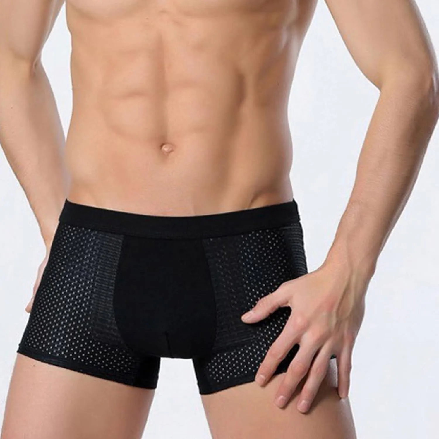 JEsilunmaMY Men's Mesh Hollow Breathable Boxer Briefs Mid Waist Moisture-Wicking Underwear Soft Stretch Pouch Underpants