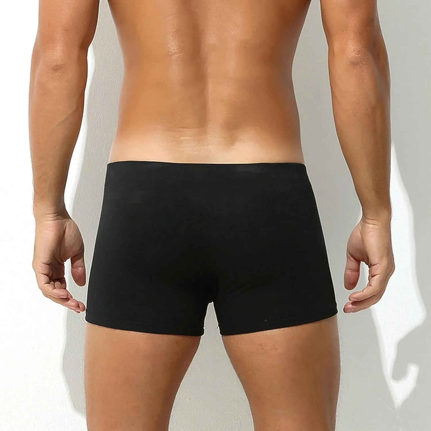 JEsilunmaMY Men's Solid Color Breathable Boxer Briefs Low Waist Soft Comfort Underwear Trunks Athletic Underpants with Pouch
