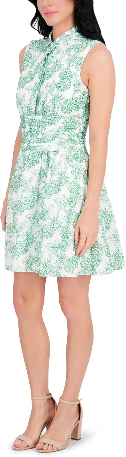 kensie Women's Sleeveless Collared A-line Mini Dress