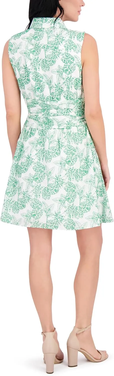 kensie Women's Sleeveless Collared A-line Mini Dress