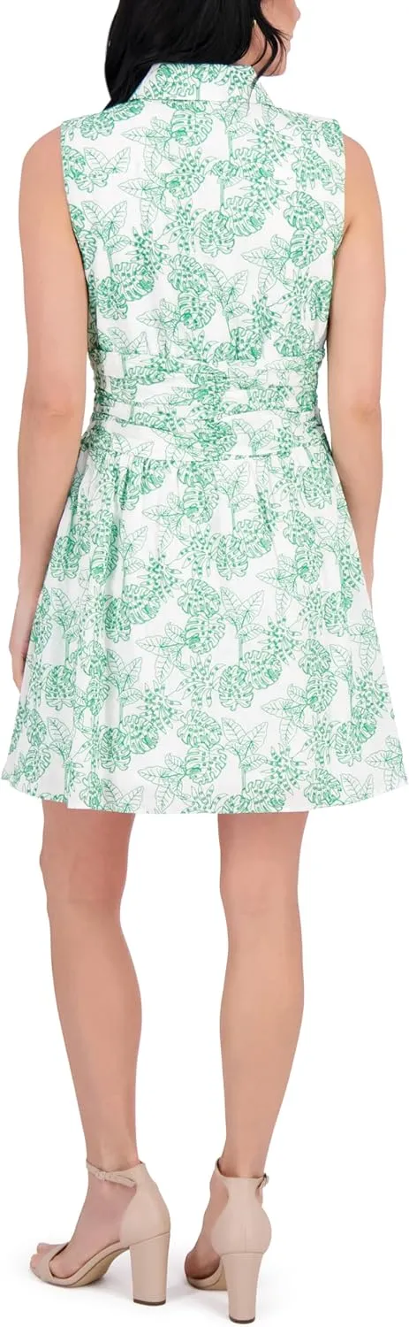 kensie Women's Sleeveless Collared A-line Mini Dress