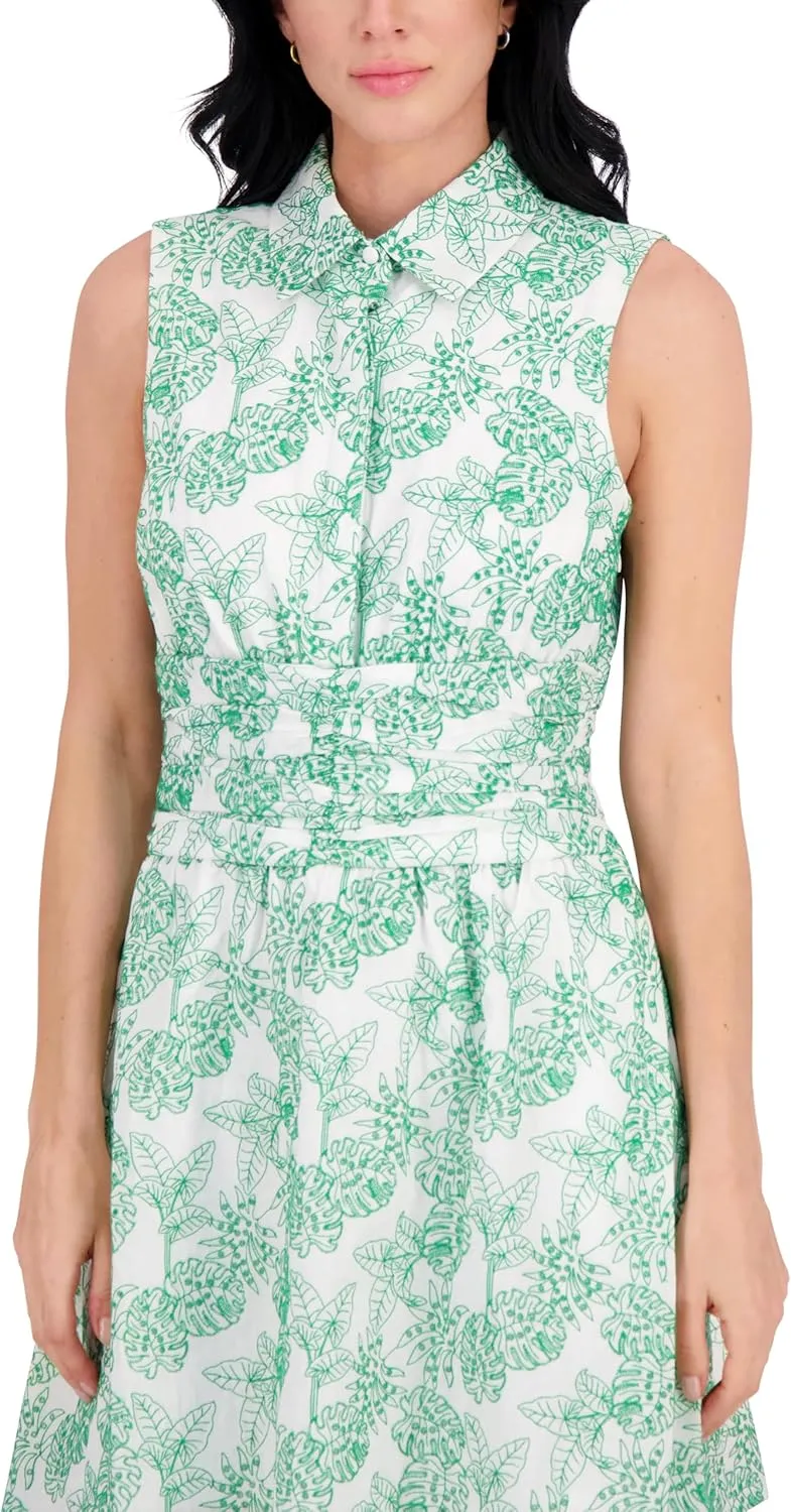 kensie Women's Sleeveless Collared A-line Mini Dress