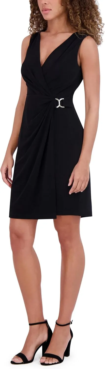 kensie Women's Sleeveless V-Neck Sheath Mini Dress