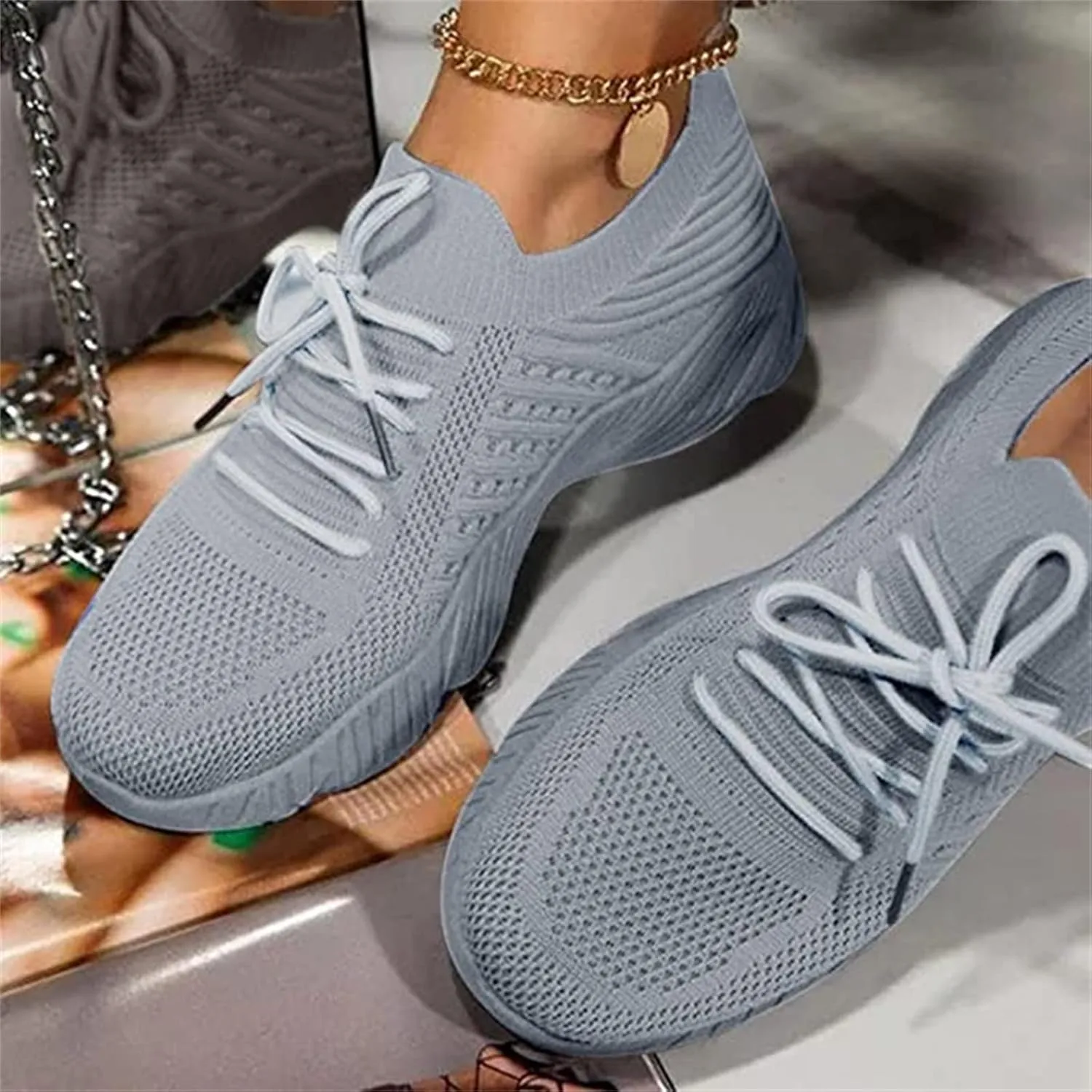 Lausiuoe Womens Shoes Sneakers Slip On Walking Shoes Non Slip Running Breathable Mesh Workout Tennis Fashion Sneakers