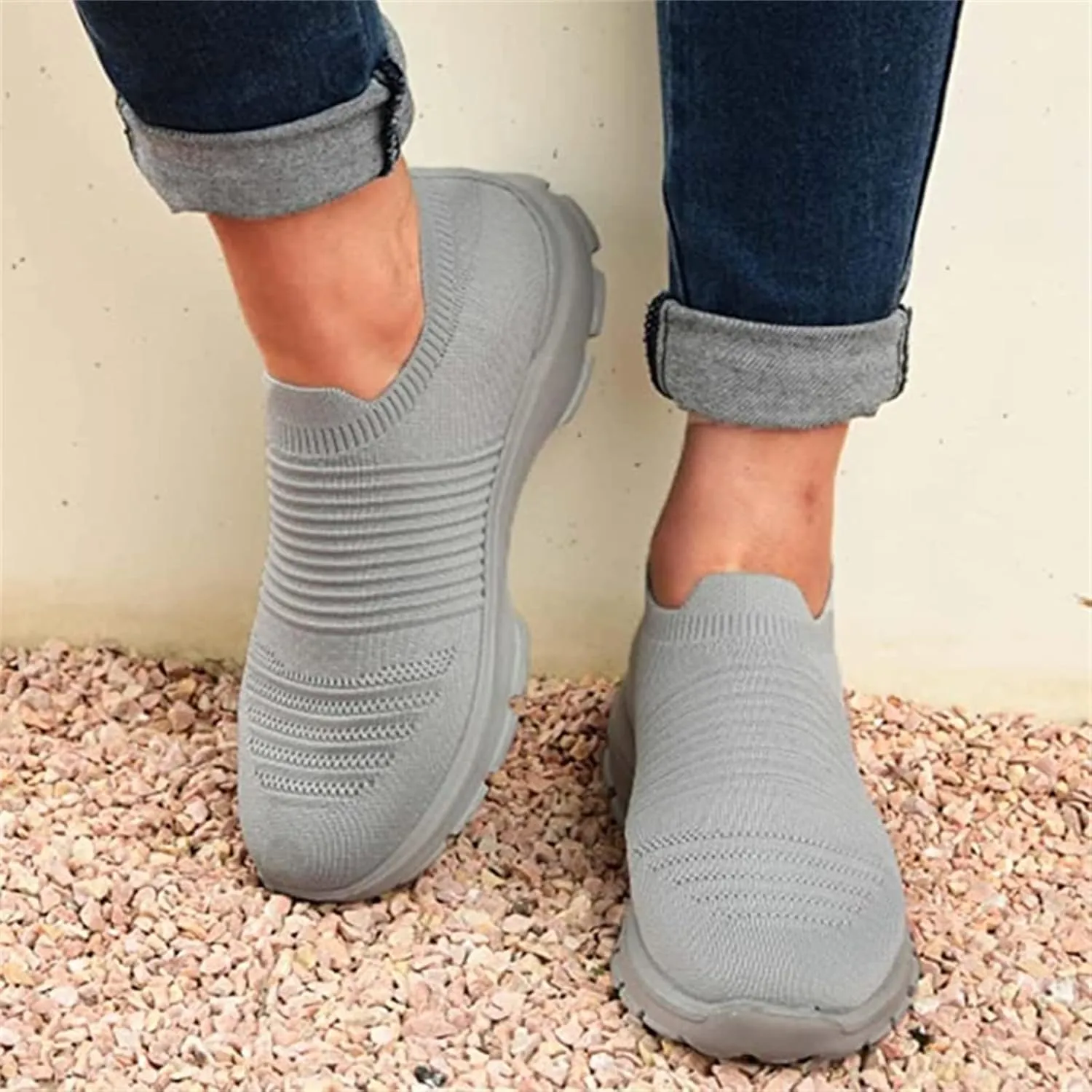 Lausiuoe Womens Shoes Sneakers Slip On Walking Shoes Non Slip Running Breathable Mesh Workout Tennis Fashion Sneakers