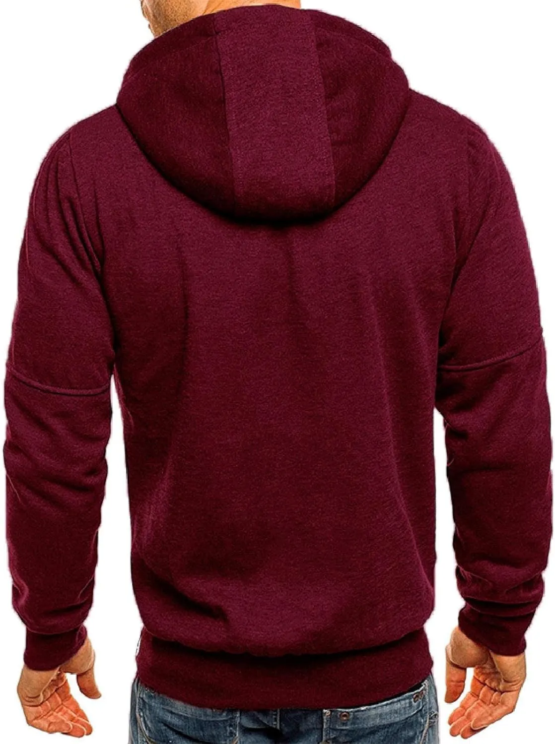 LCMTWX Men's Hooded Fleece Sweatshirt Loose Solid Hooded Sweater Top Sports Hooded Jacket Full Zip Long Sleeve Sweatshirt