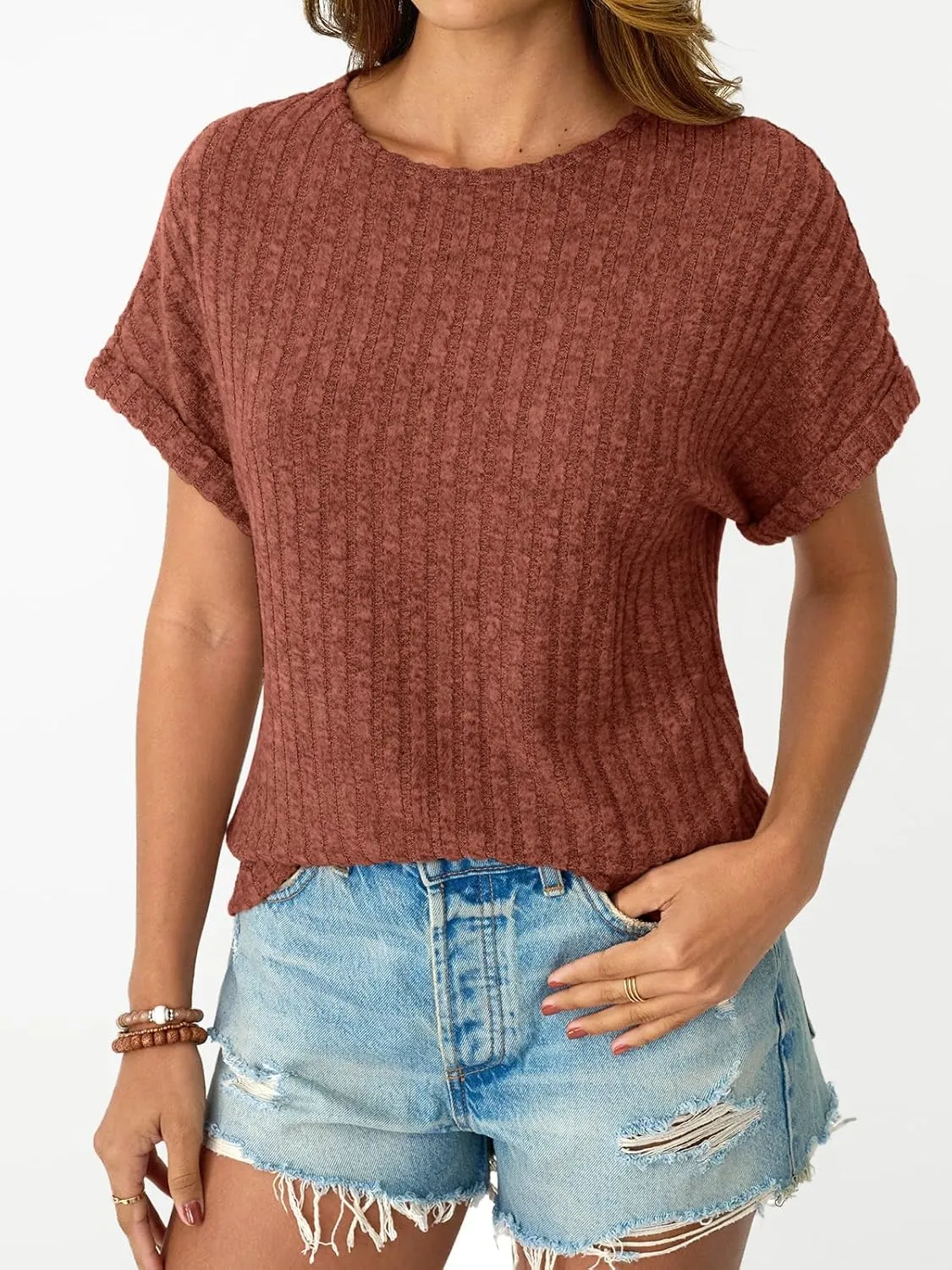LILLUSORY Women Short Sleeve T Shirt Summer Sweater Dressy Casual Blouse Business Top Work Clothing