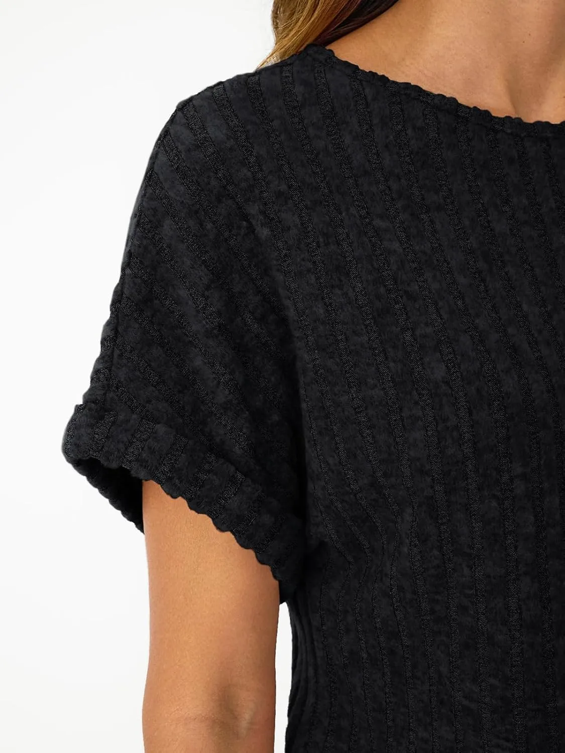 LILLUSORY Women Short Sleeve T Shirt Summer Sweater Dressy Casual Blouse Business Top Work Clothing
