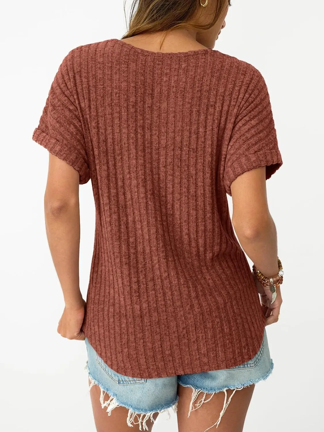LILLUSORY Women Short Sleeve T Shirt Summer Sweater Dressy Casual Blouse Business Top Work Clothing