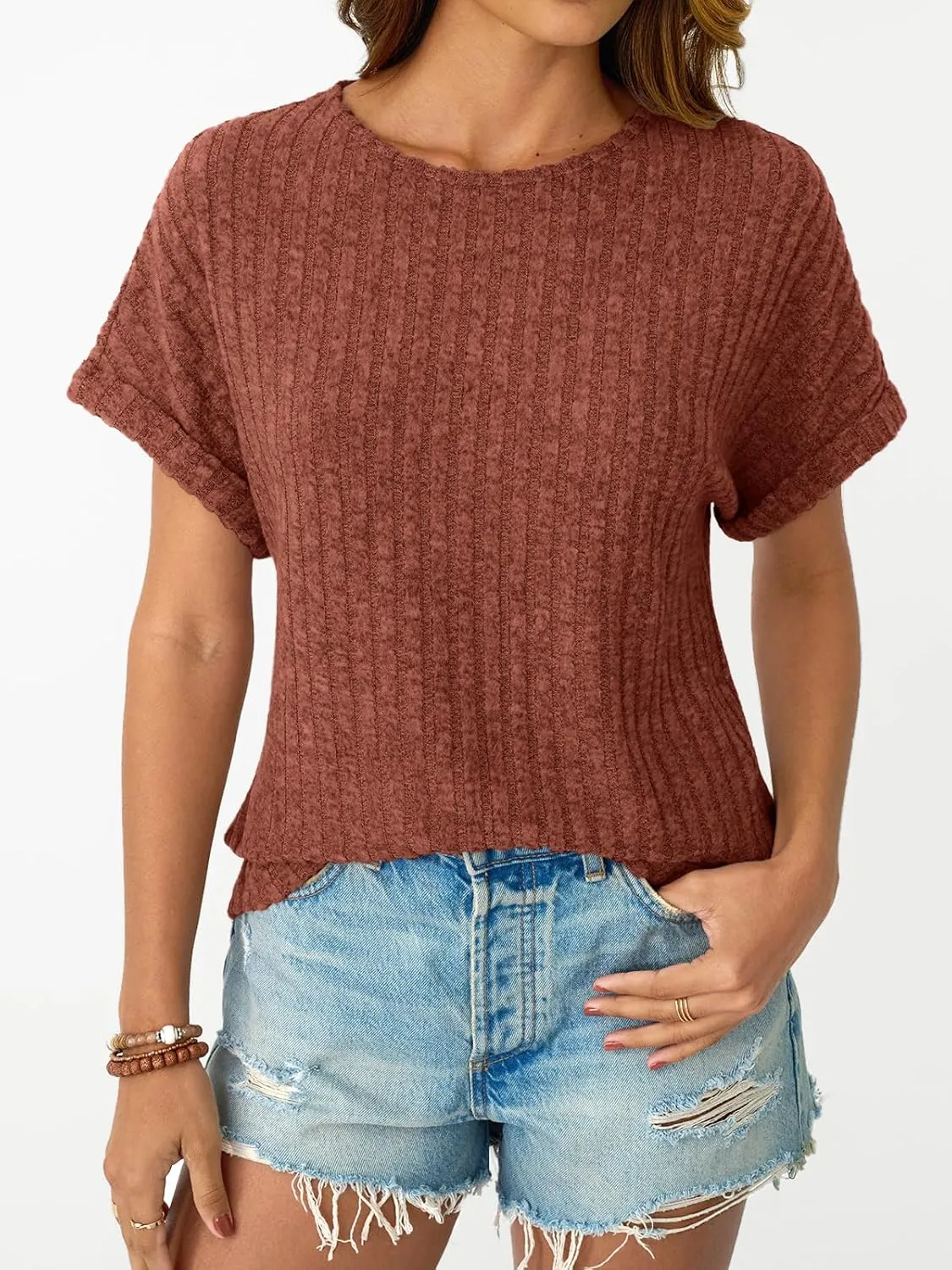 LILLUSORY Women Short Sleeve T Shirt Summer Sweater Dressy Casual Blouse Business Top Work Clothing