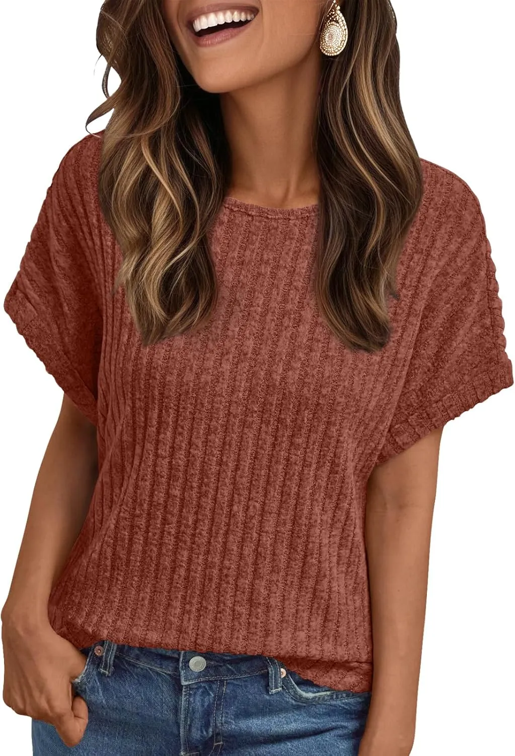 LILLUSORY Women Short Sleeve T Shirt Summer Sweater Dressy Casual Blouse Business Top Work Clothing