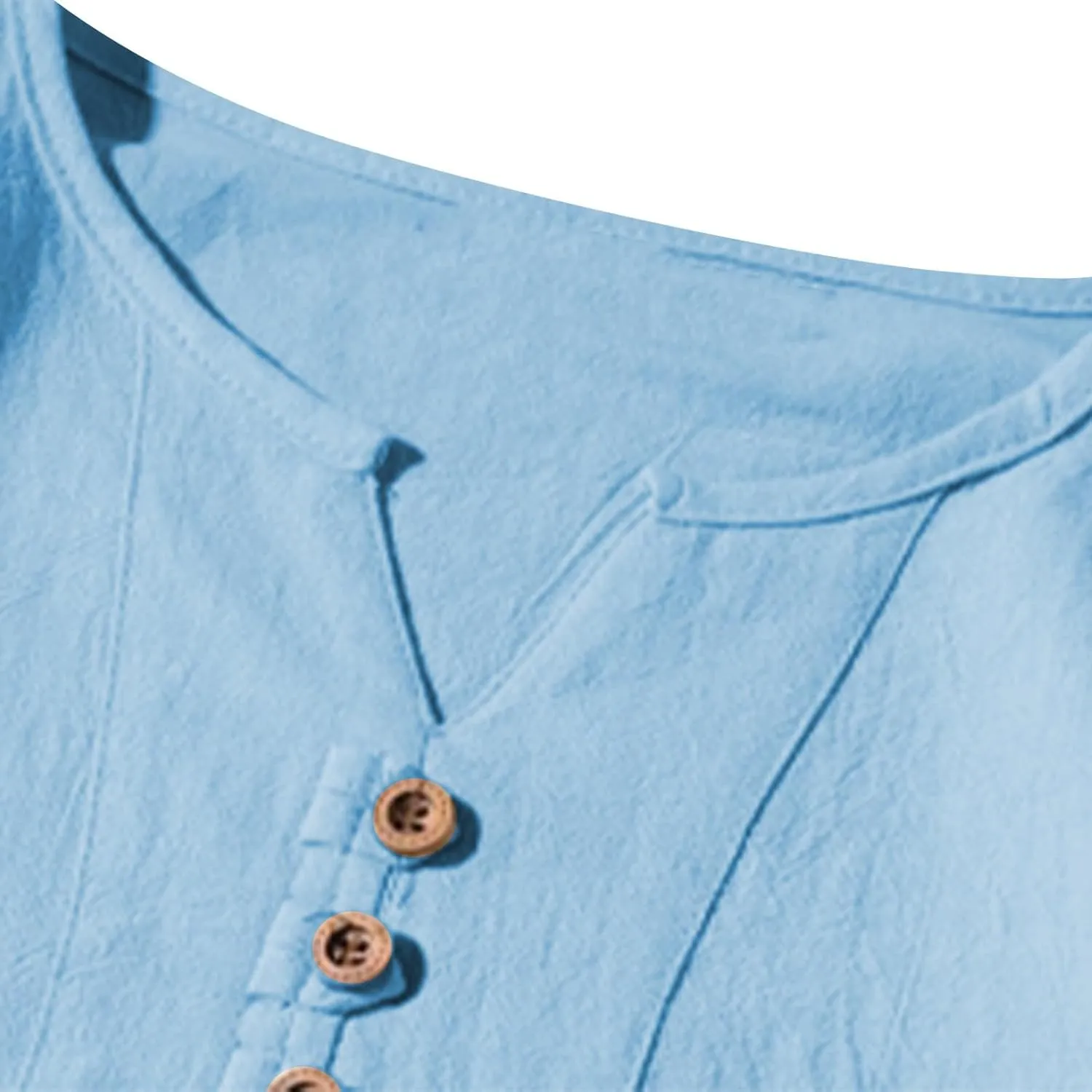 Linen Shirts for Men Plus Size Loose Summer Casual T-Shirts V Neck Solid Button Henley Shirt Lightweight Beach Top
