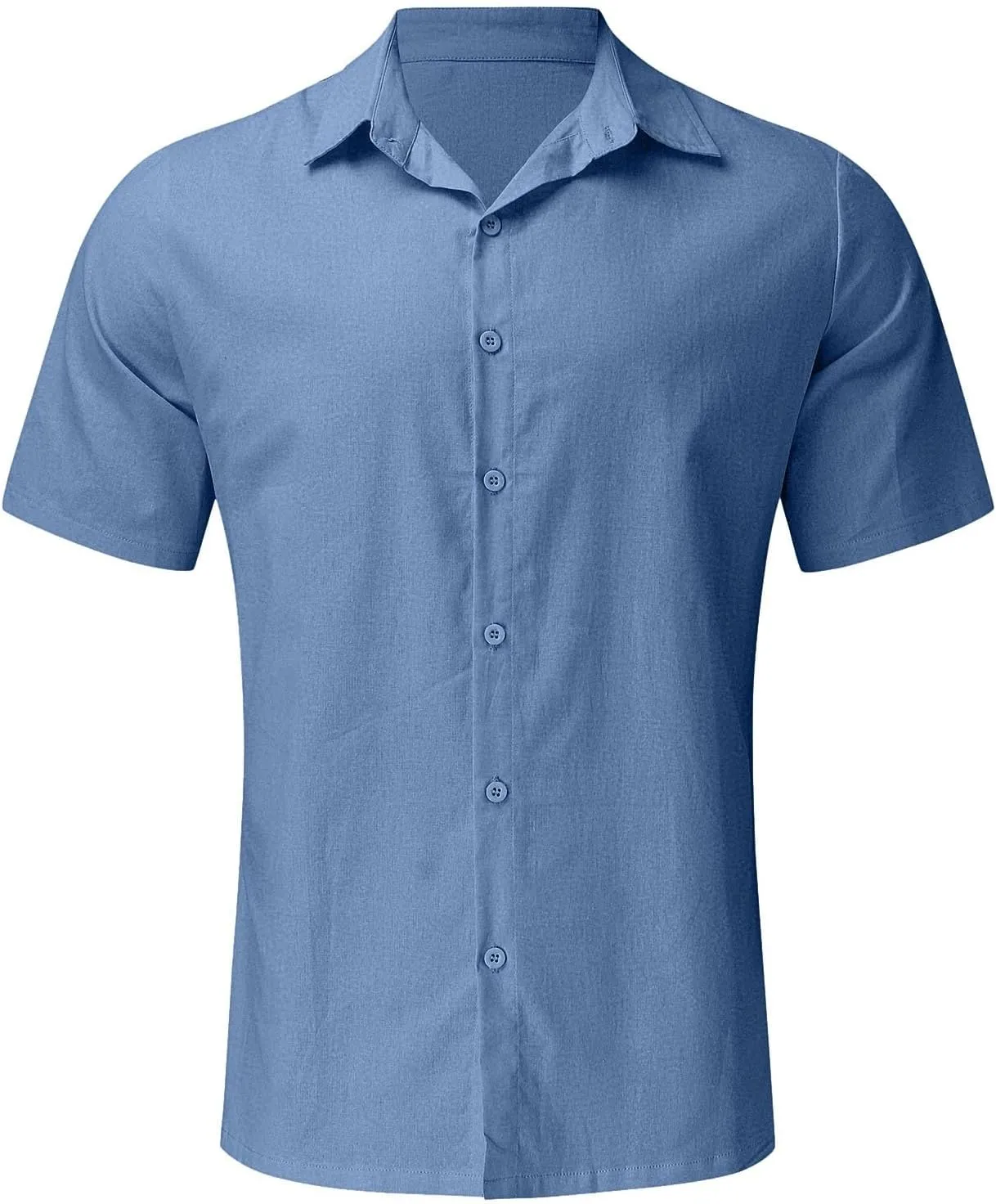 Linen Shirts for Men Short Sleeve Button Down Summer Casual Beach Top Lightweight Loose Sun Protection Fishing Shirt