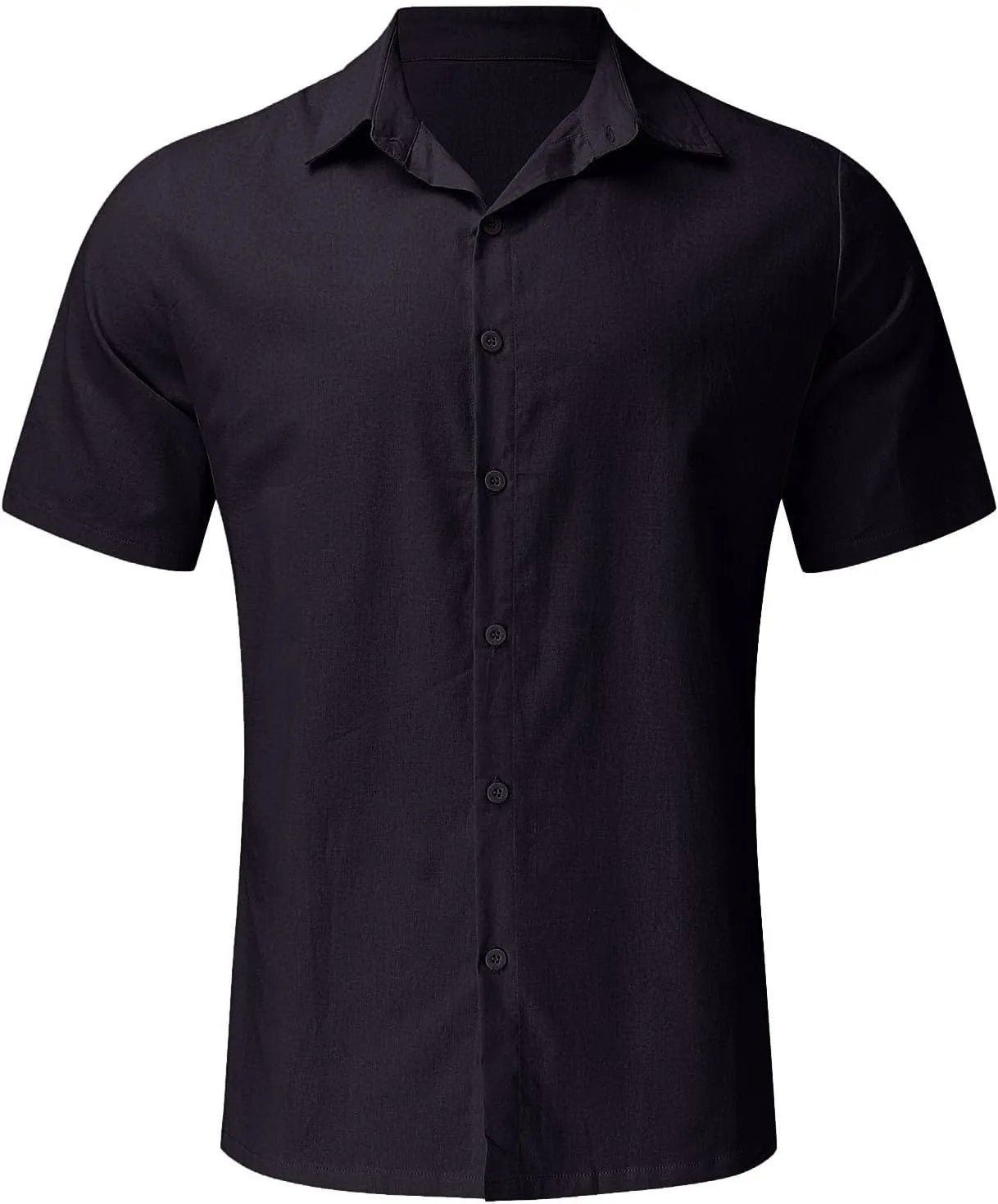 Linen Shirts for Mens Short Sleeve Button Down Summer Beach Hippie Shirt Lightweight Breathable Sun Protection Tee Top