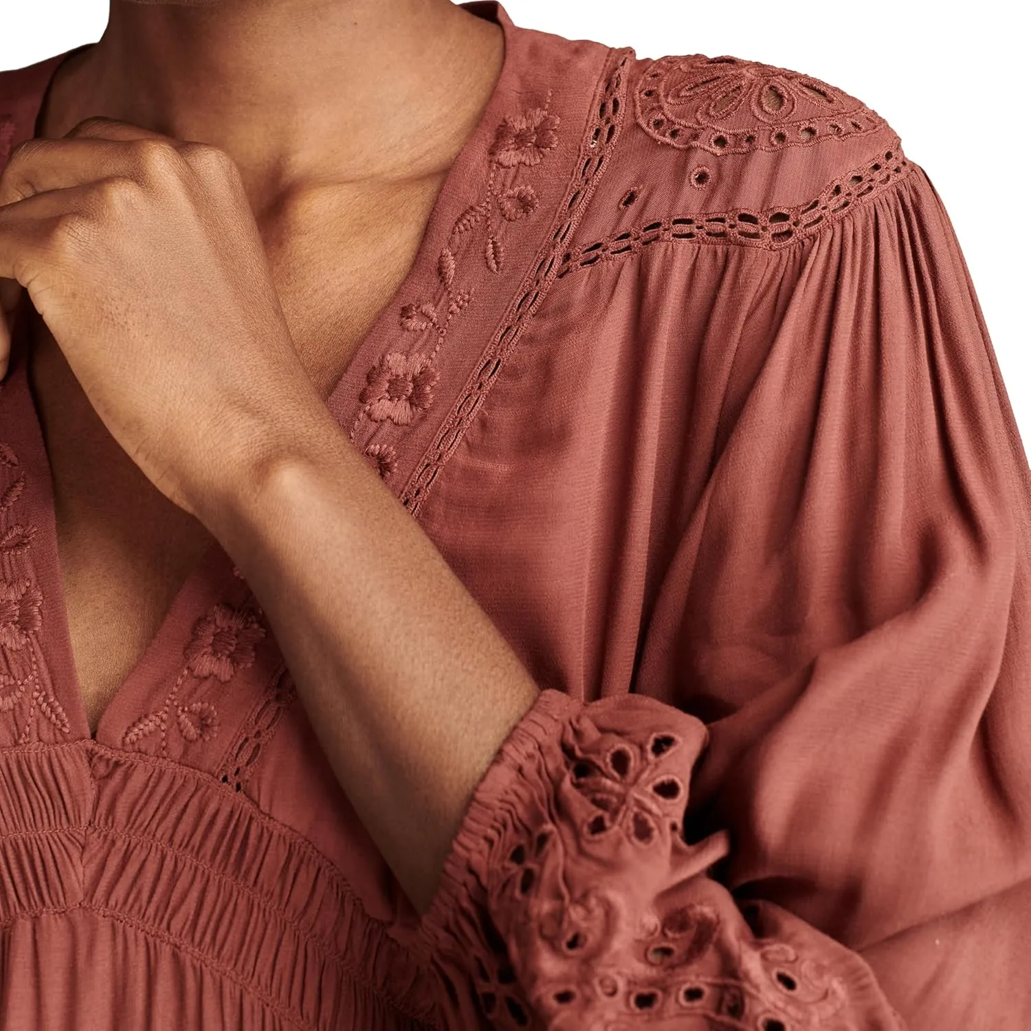 Lucky Brand Women's Exploded Cutwork Long Sleeve Mini