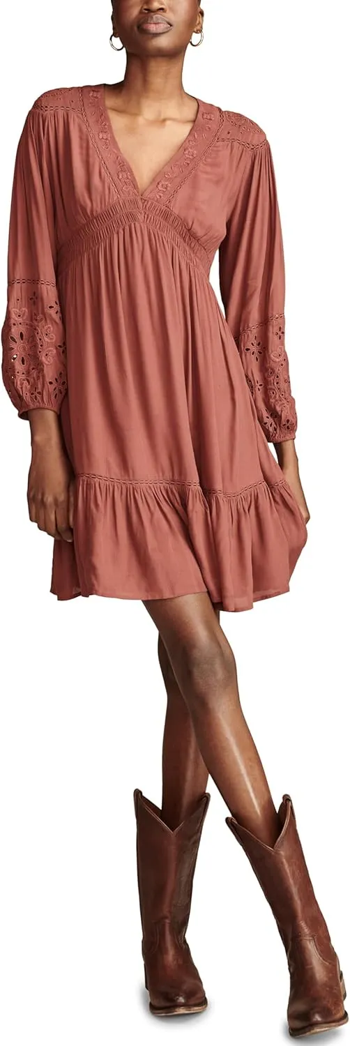 Lucky Brand Women's Exploded Cutwork Long Sleeve Mini