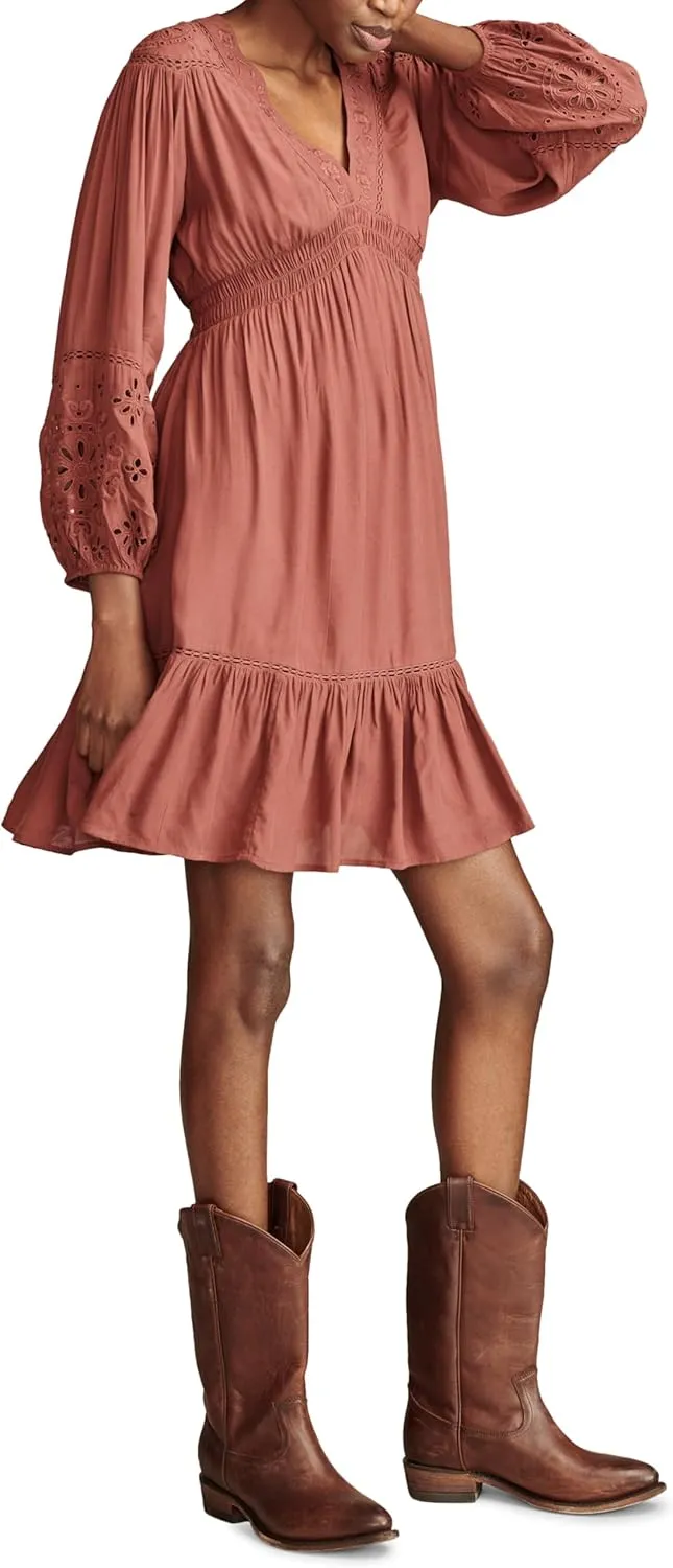 Lucky Brand Women's Exploded Cutwork Long Sleeve Mini