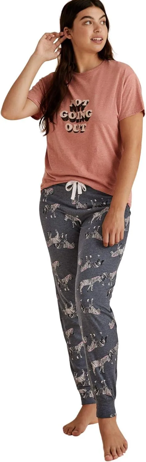 Marks & Spencer womens Super Soft Loungewear Zebra Print Cuffed Pajama Pant