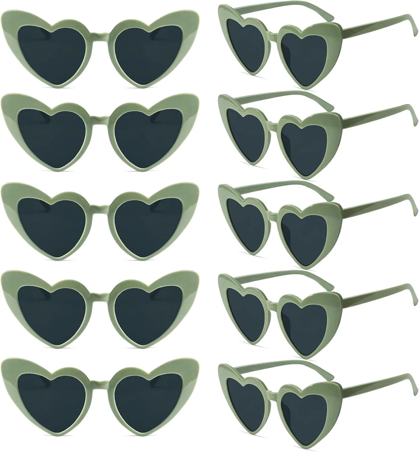 Matcheck 10 Pack Heart Shaped Sunglasses Womens Cat Eye Heart Glasses Bachelorette Party Favors Wedding Supplies Bulk Eyewear