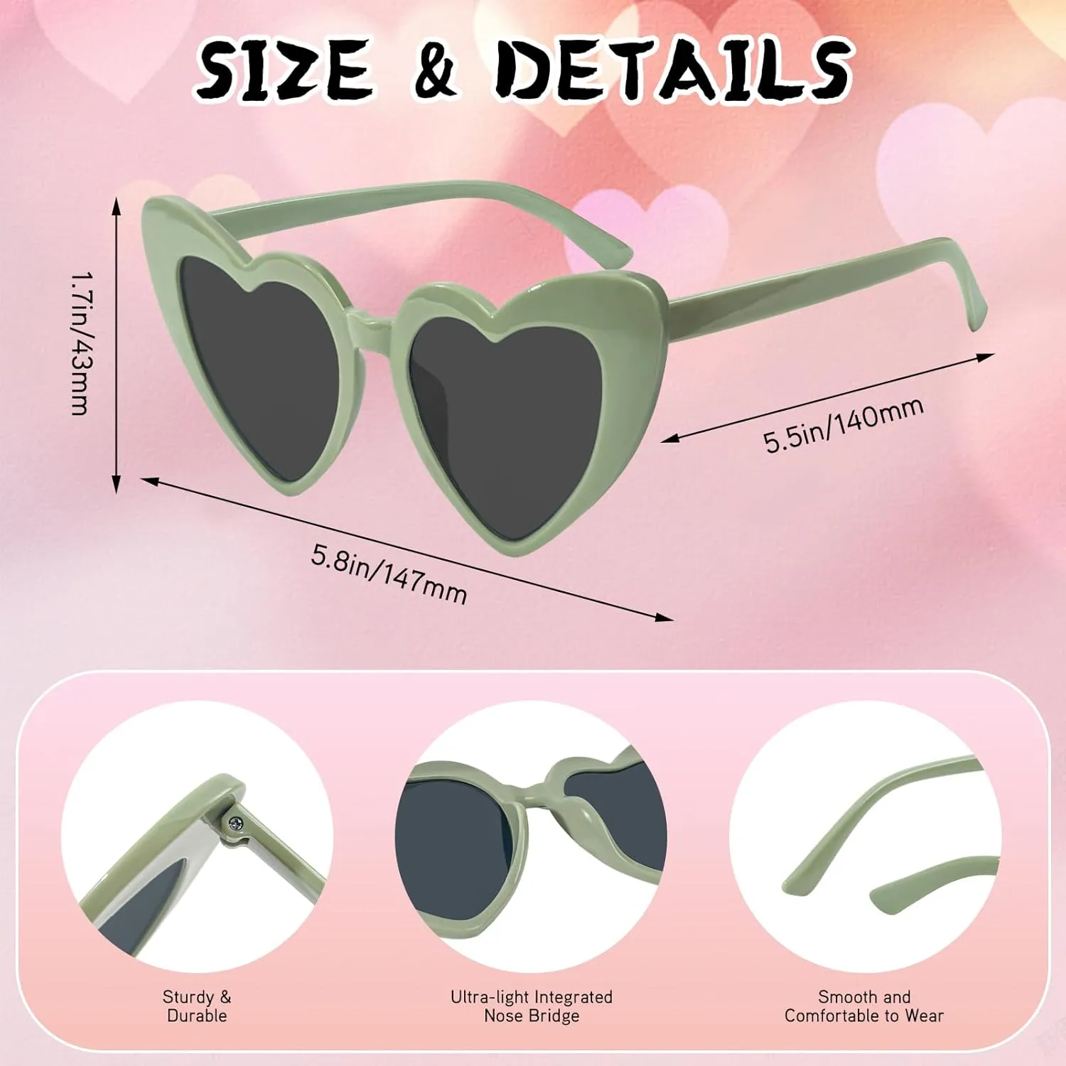 Matcheck 10 Pack Heart Shaped Sunglasses Womens Cat Eye Heart Glasses Bachelorette Party Favors Wedding Supplies Bulk Eyewear
