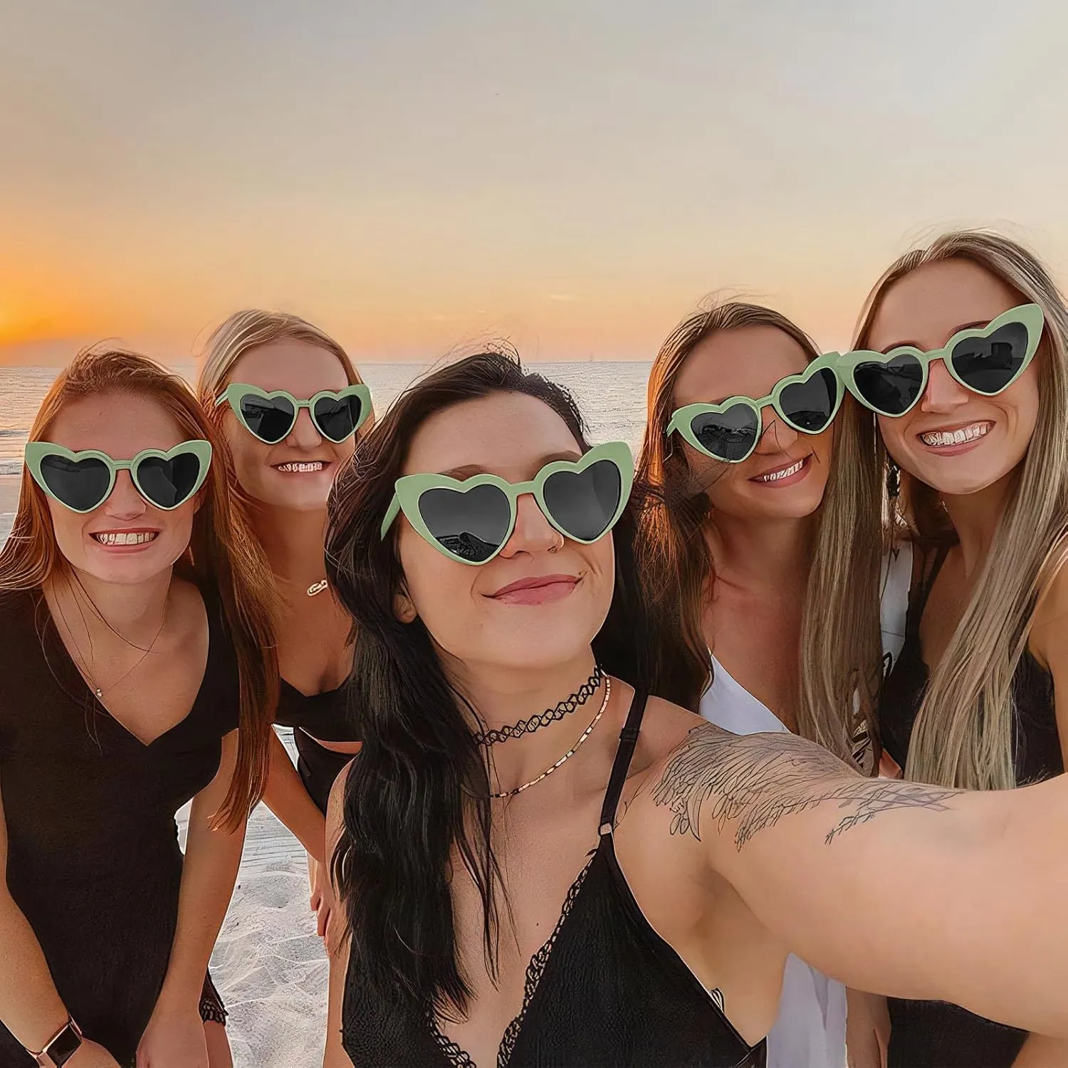 Matcheck 10 Pack Heart Shaped Sunglasses Womens Cat Eye Heart Glasses Bachelorette Party Favors Wedding Supplies Bulk Eyewear