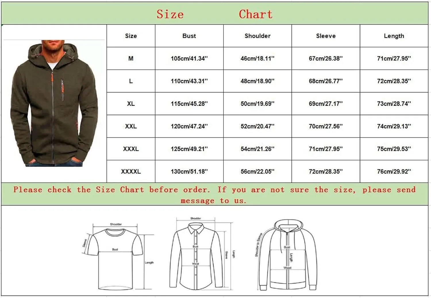 Men Hoodies Casual Hoodies for Men with Zip Pockets Full Zip Long Sleeve Sweatshirt Sports Hooded Jacket