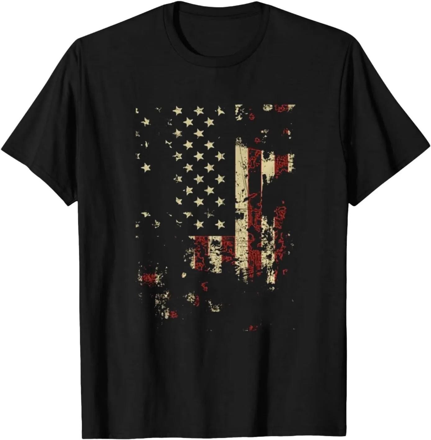 Mens American Flag Shirt Retro USA Patriotic 4th of July T-Shirts Casual Crewneck Short Sleeve Star Stripes Tee Shirts