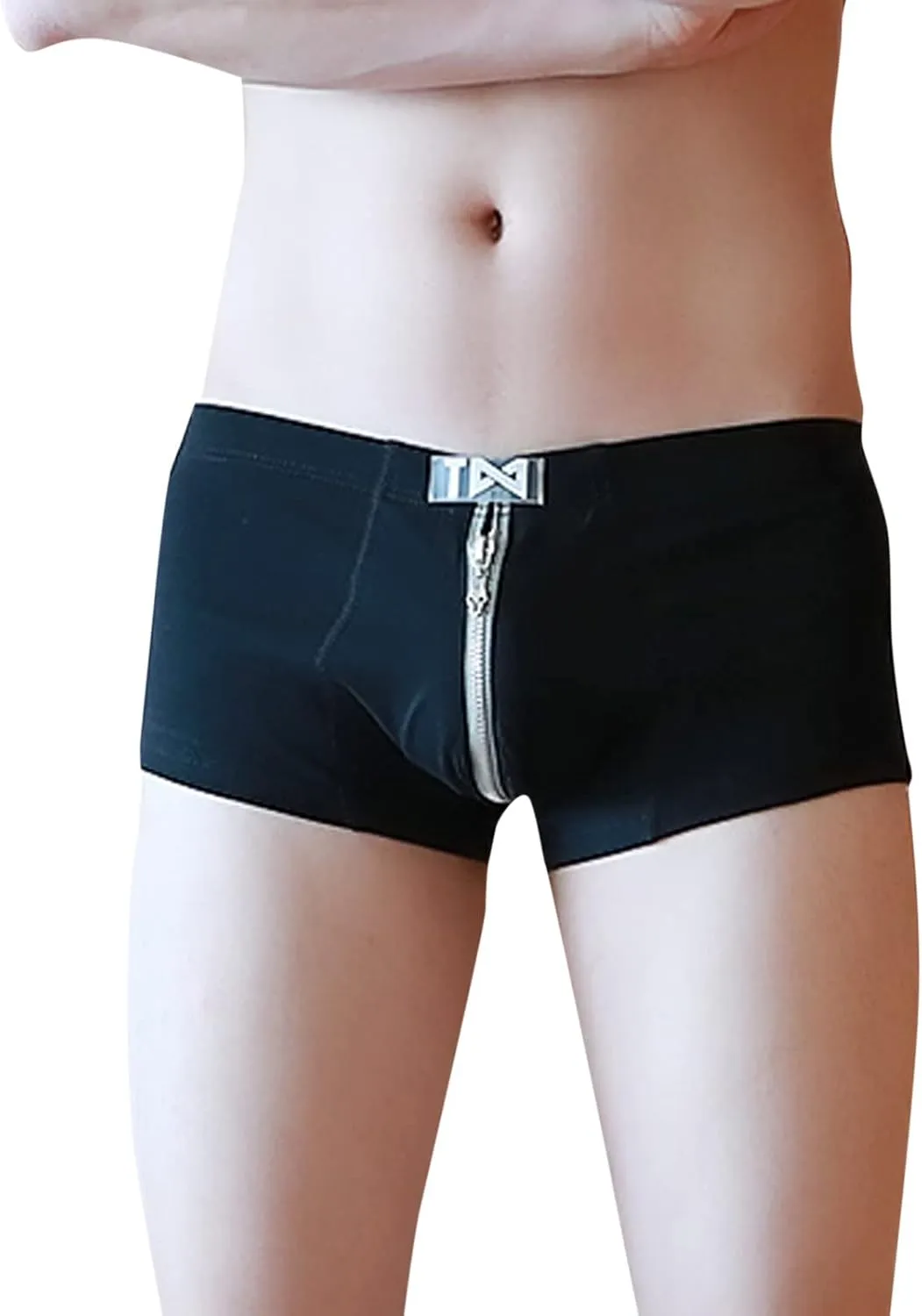 Mens Boxer Underwear Breathable Zipper Up Briefs Underwear Lingerie Cotton Low Waist Underwear Strench Trunks