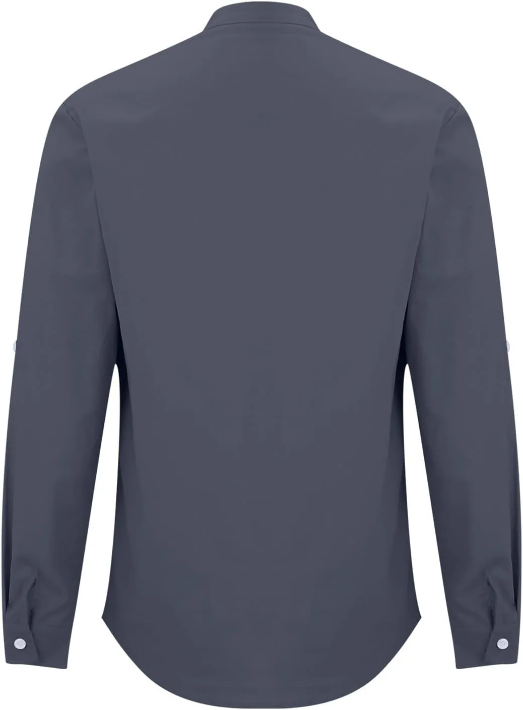 Men's Cargo Henley Long Sleeve T-Shirt Western Stand Collar Cotton Casual Pullover Tee Shirts Button Collared