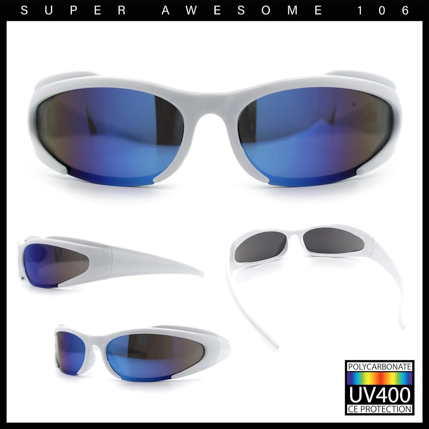 Mens Classic 90s Oval Cropped Bottom Wrap Around Sport Plastic Sunglasses