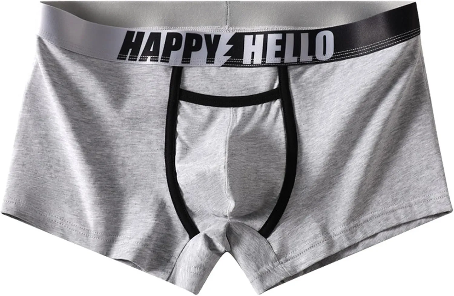 Men's Cotton Boxer Briefs Soft Breathable Underwear Moisture Wicking Stretch Underpants with Contour Pouch