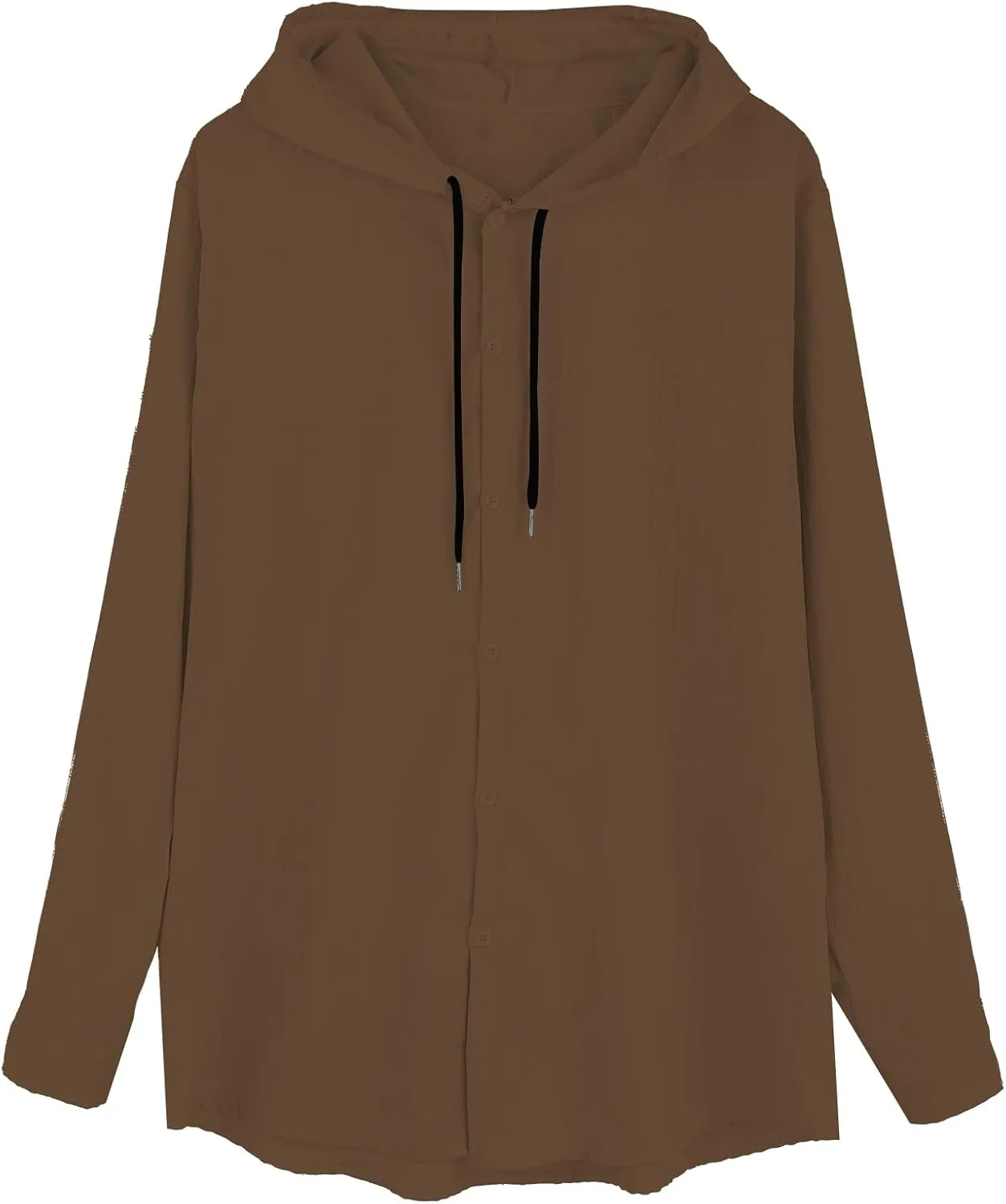 Mens Cotton Linen Hoodie Loose Long Sleeve Beach Top Lightweight Breathable Hooded Button Down Shirt Summer Casual Tee