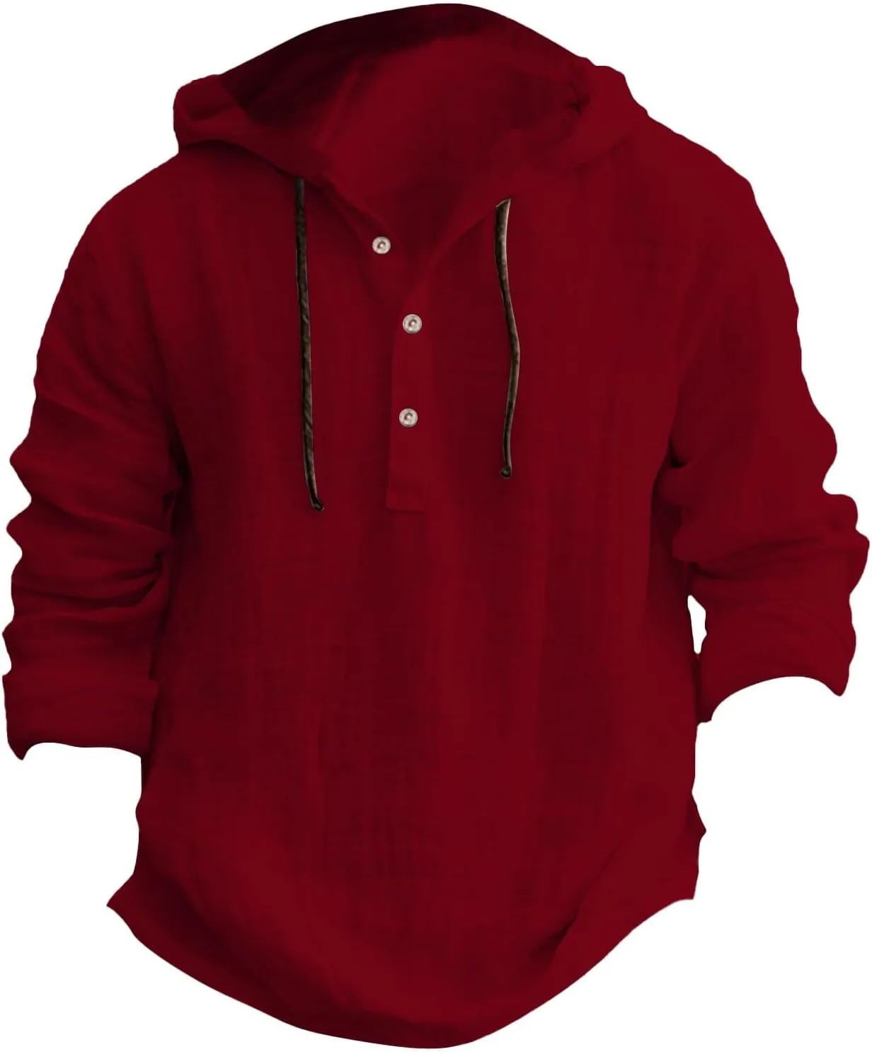 Men's Cotton Linen Shirts Lightweight Button Down Long Sleeve Hippie Shirt with Hood Summer Casual Beach Wedding Tops