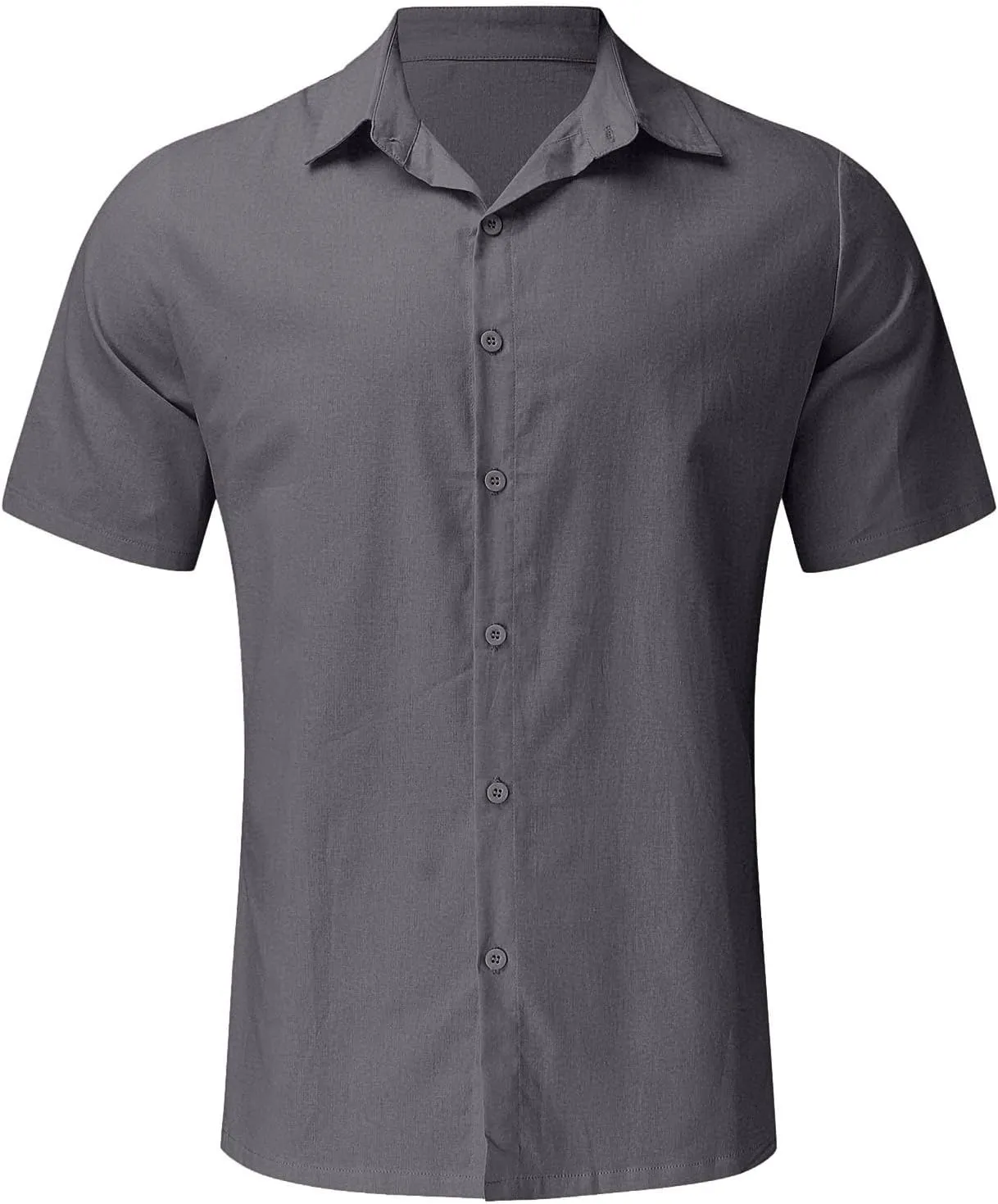 Men's Cotton Linen Shirts Summer Short Sleeve Button Down Shirt Plus Size Fashion Loose Tropical Beach Vacation Tops