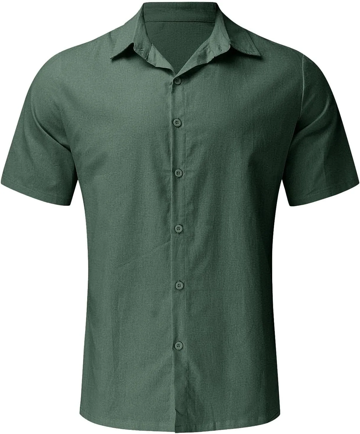 Men's Cotton Linen Shirts Summer Short Sleeve Button Down Shirt Plus Size Fashion Loose Tropical Beach Vacation Tops